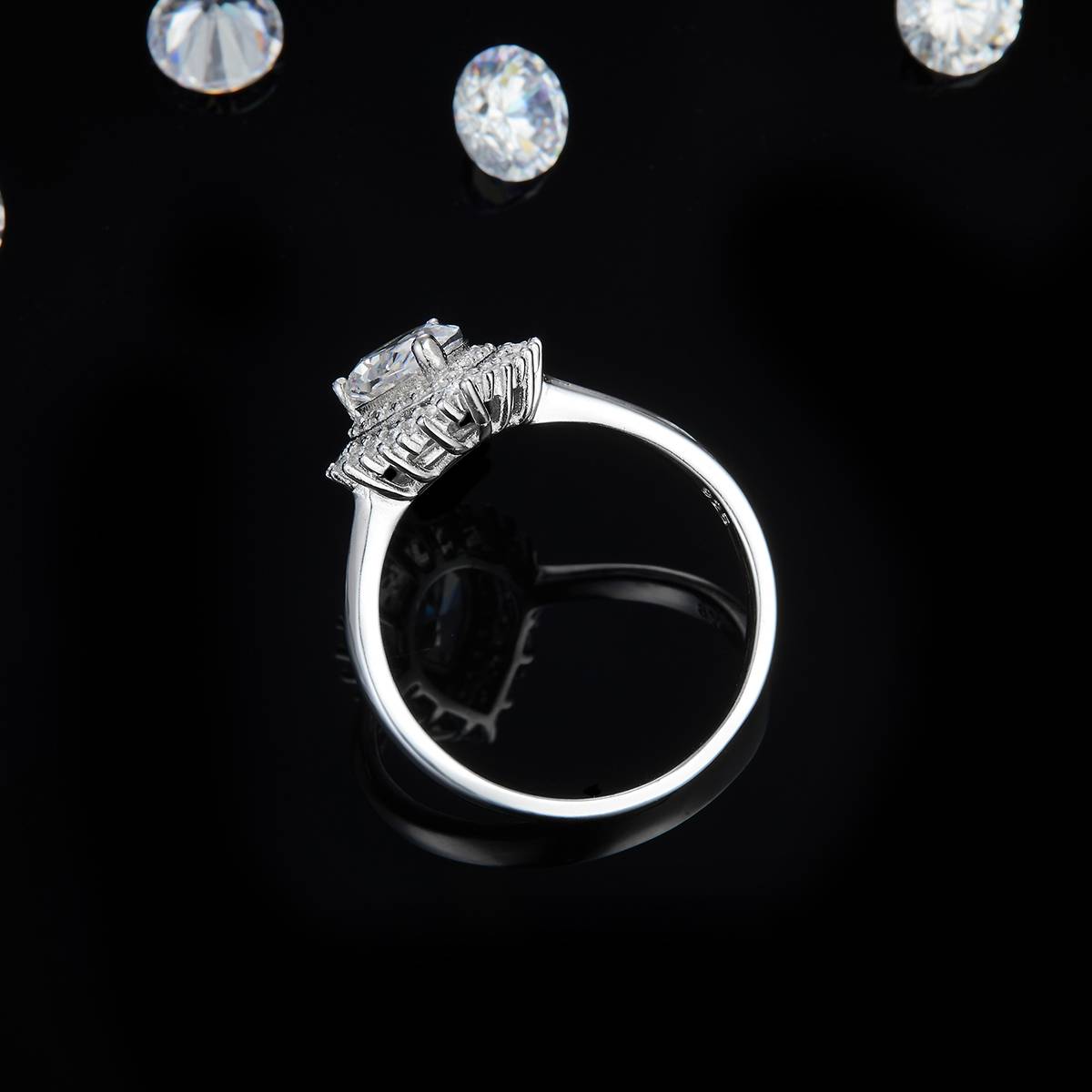 Luxury Pearl Diamond Women's Ring S925 Silver Plated Platinum Customized Selection Main Stone Moissanite 1.25ct/Side Stone Cubic Zirconia