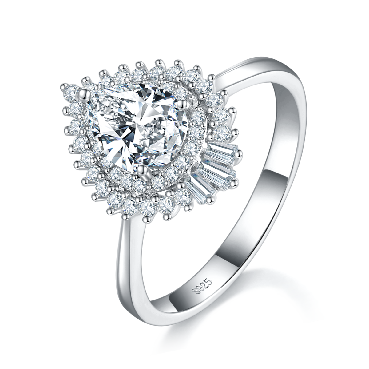 Luxury Pearl Diamond Women's Ring S925 Silver Plated Platinum Customized Selection Main Stone Moissanite 1.25ct/Side Stone Cubic Zirconia