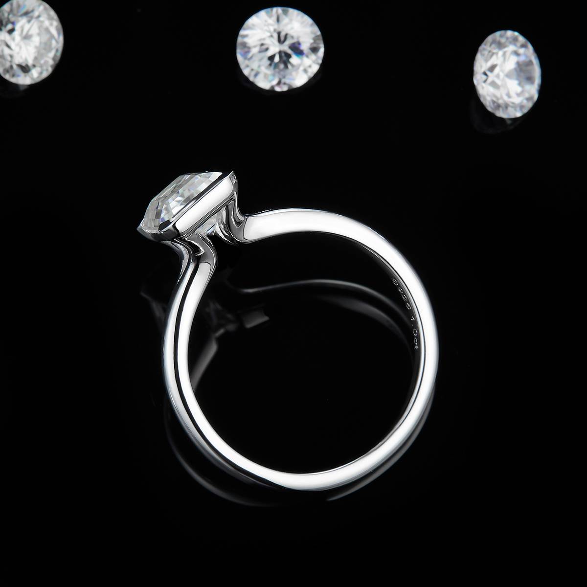 Simplified Square Diamond Women's Ring S925 Silver Plated Platinum Customized Selection Moissanite 2.0ct