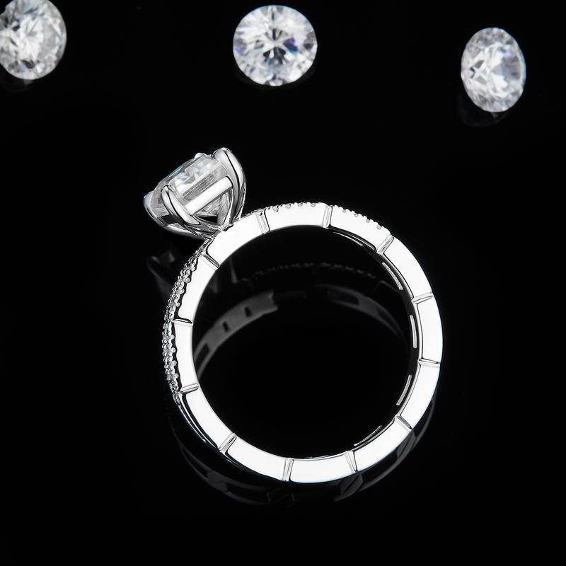 Affordable Luxury方钻Women's RingS925银镀白金定制选款主石Moissanite2.0ct/副石高碳钻
