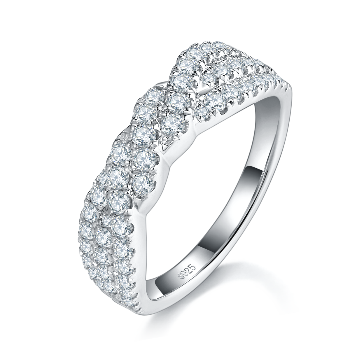Light Luxury S925 Silver Plated Platinum Women's Ring Customized Selection Side Stone Moissanite 0.76ct