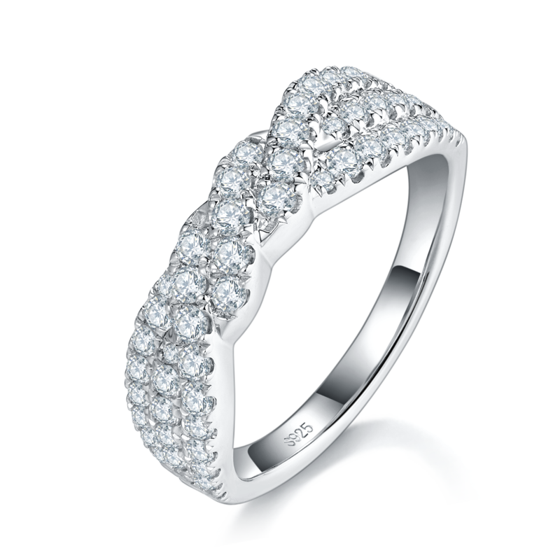 Affordable Luxury排戒S925银镀白金Women's Ring定制选款副石Moissanite0.76ct