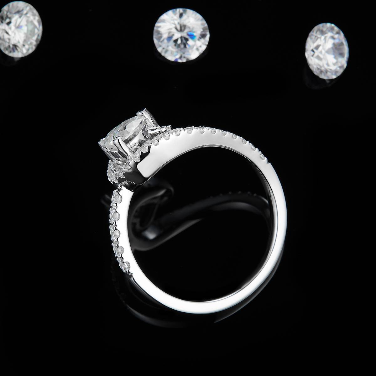 Twisted Arm Heart Diamond Women's Ring S925 Silver Plated Platinum Customized Selection Main Stone Moissanite 0.6ct/Side Stone Cubic Zirconia