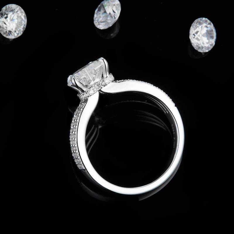 Affordable Luxury心形钻Women's RingS925银镀白金定制选款主石Moissanite2.0ct/副石高碳钻