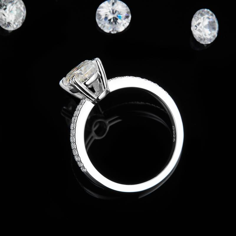 Affordable Luxury蛋形Women's RingS925银镀白金定制选款主石Moissanite2.0ct/副石高碳钻
