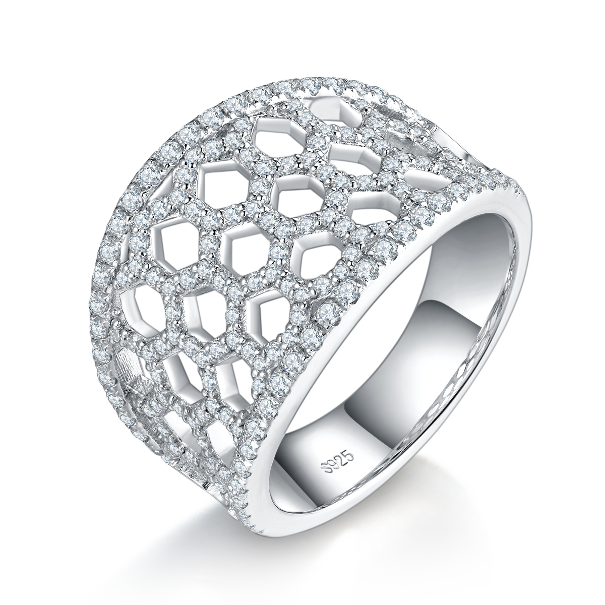 Light luxury full diamond lined ring S925 silver plated platinum women's ring custom selection Side Stone Moissanite 0.95ct