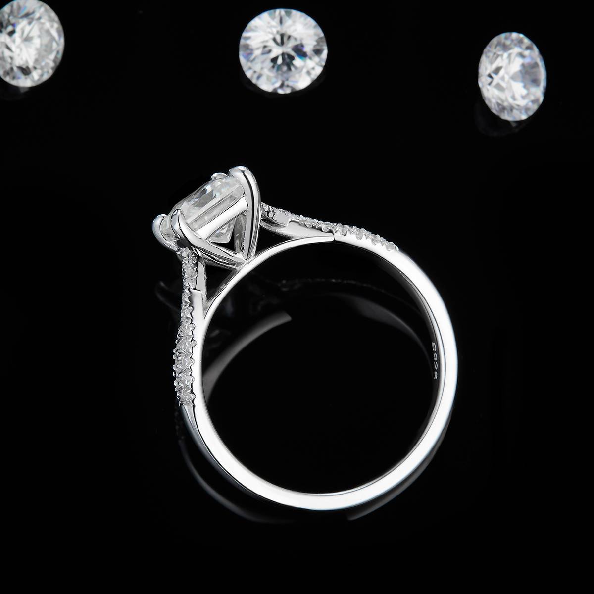 Light Luxury Square Diamond S925 Silver Plated Platinum Customized Selection Moissanite 1.0ct/Side Stone Cubic Zirconia
