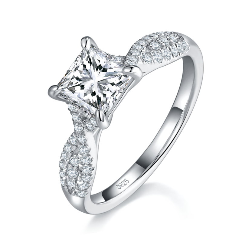 Affordable Luxury方钻S925银镀白金定制选款Moissanite1.0ct/副石高碳钻