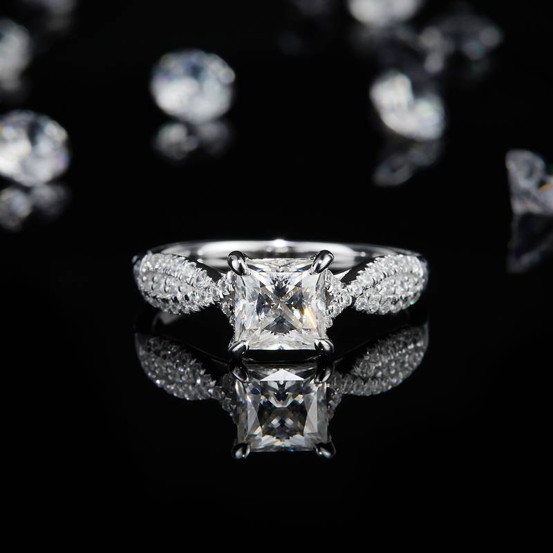 Affordable Luxury方钻S925银镀白金定制选款Moissanite1.0ct/副石高碳钻