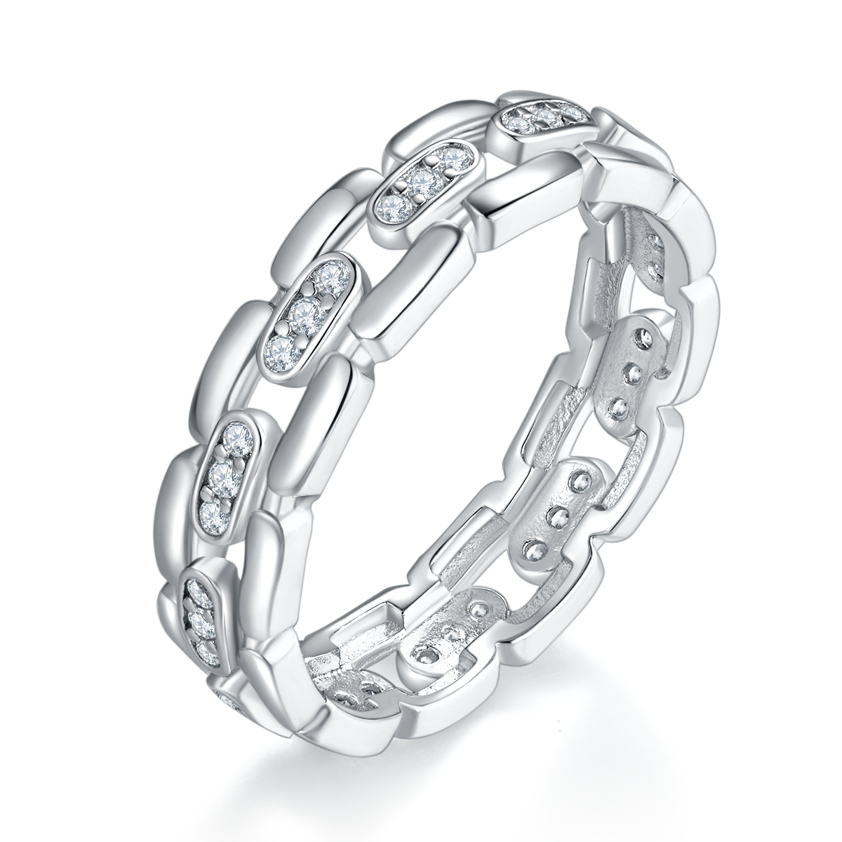 Minimalist Wind Exhaust Ring Men's Ring S925 Silver Plated Platinum Customized Selection Side Stone Moissanite 0.36ct