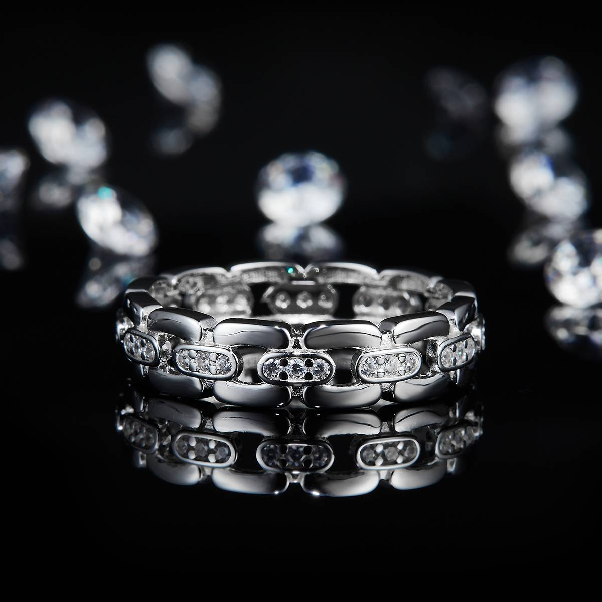 Minimalist Wind Exhaust Ring Men's Ring S925 Silver Plated Platinum Customized Selection Side Stone Moissanite 0.36ct
