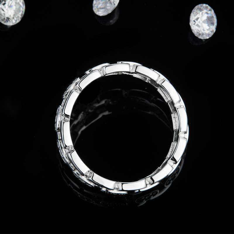 简约风排戒Men's RingS925银镀白金定制选款副石Moissanite0.36ct