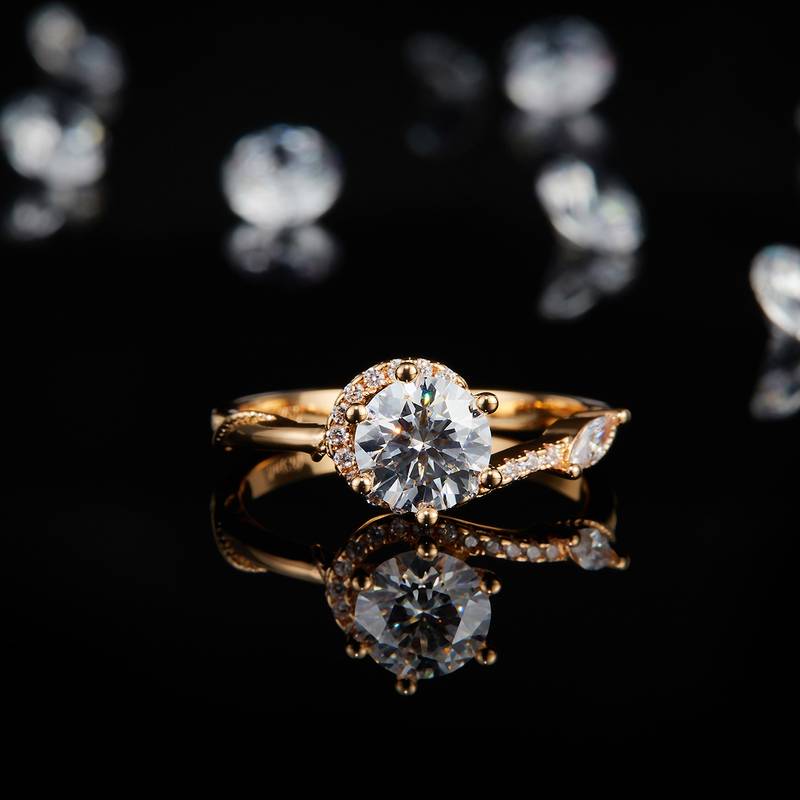 扭臂六爪S925银镀玫瑰金定制选款主石Moissanite1.0ct/副石高碳钻