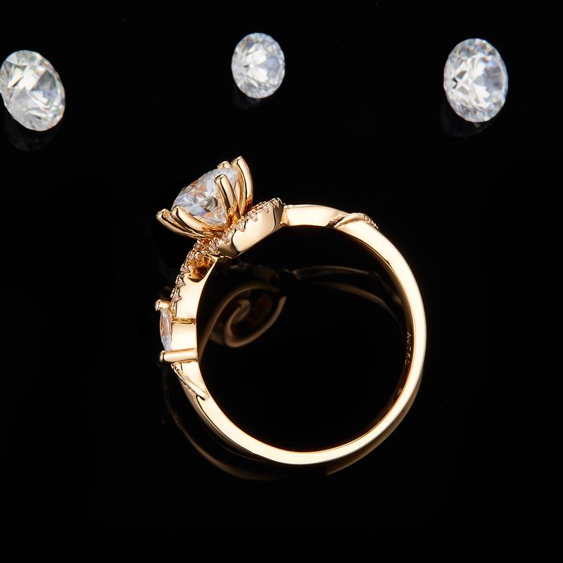 扭臂六爪S925银镀玫瑰金定制选款主石Moissanite1.0ct/副石高碳钻