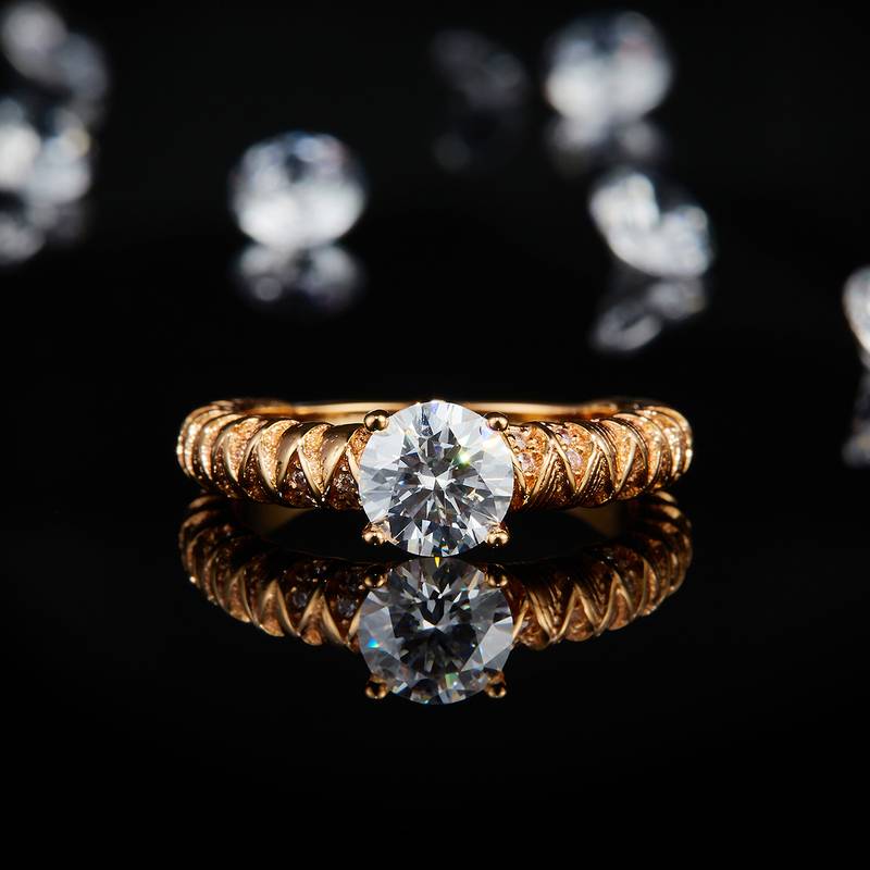 Fashion四爪Women's RingS925银镀18K玫瑰金定制选款主石Moissanite1.0ct/副石高碳钻