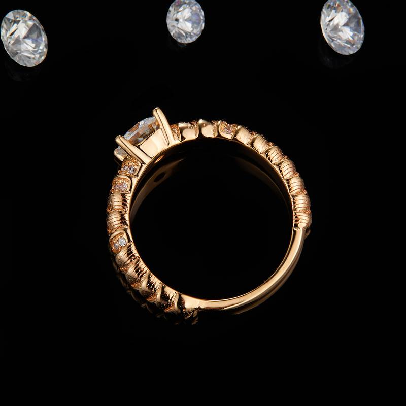 Fashion四爪Women's RingS925银镀18K玫瑰金定制选款主石Moissanite1.0ct/副石高碳钻