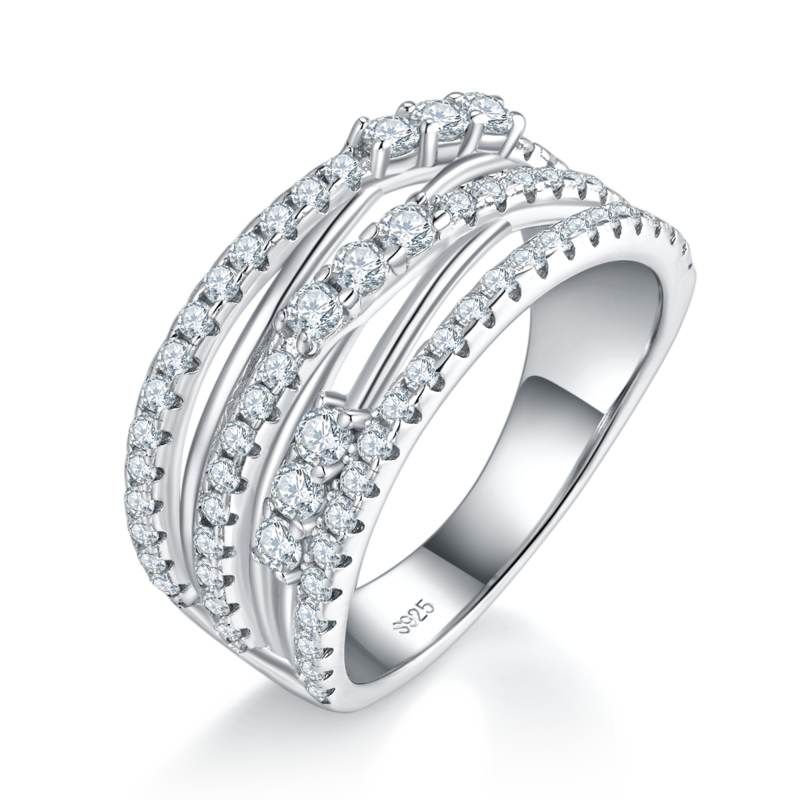 FashionWomen's RingS925银镀18K白金定制选款副石Moissanite0.93ct