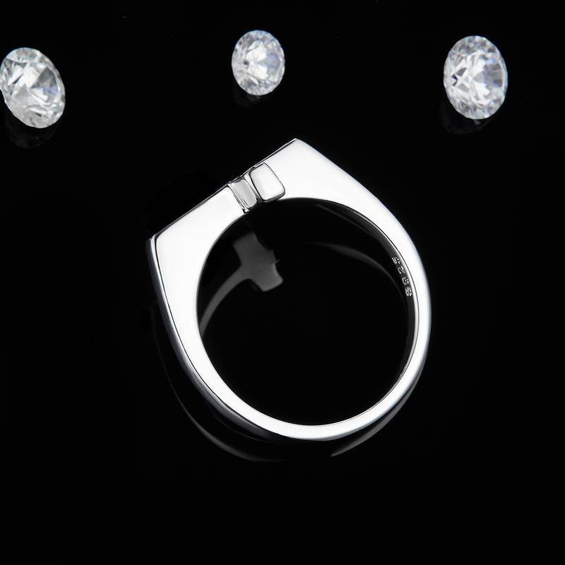 十字形排戒Women's RingS925银镀18K白金定制选款副石Moissanite0.18ct