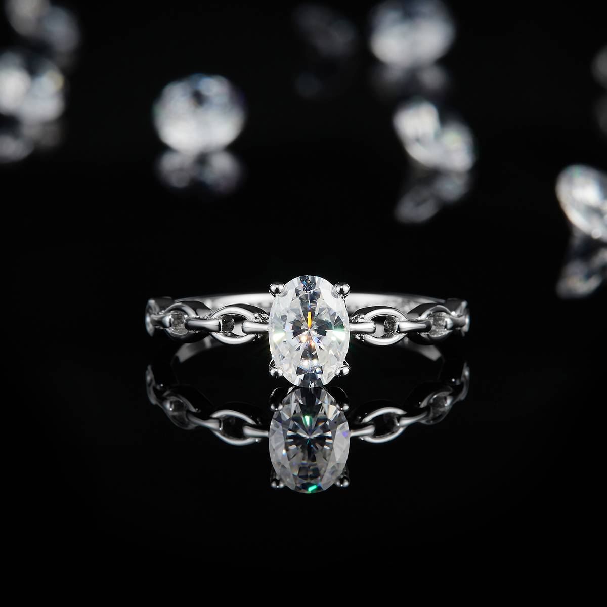 Fashion Oval Diamond Women's Ring S925 Silver Plated 18White Gold Customized Selection Main Stone Moissanite 1.0ct
