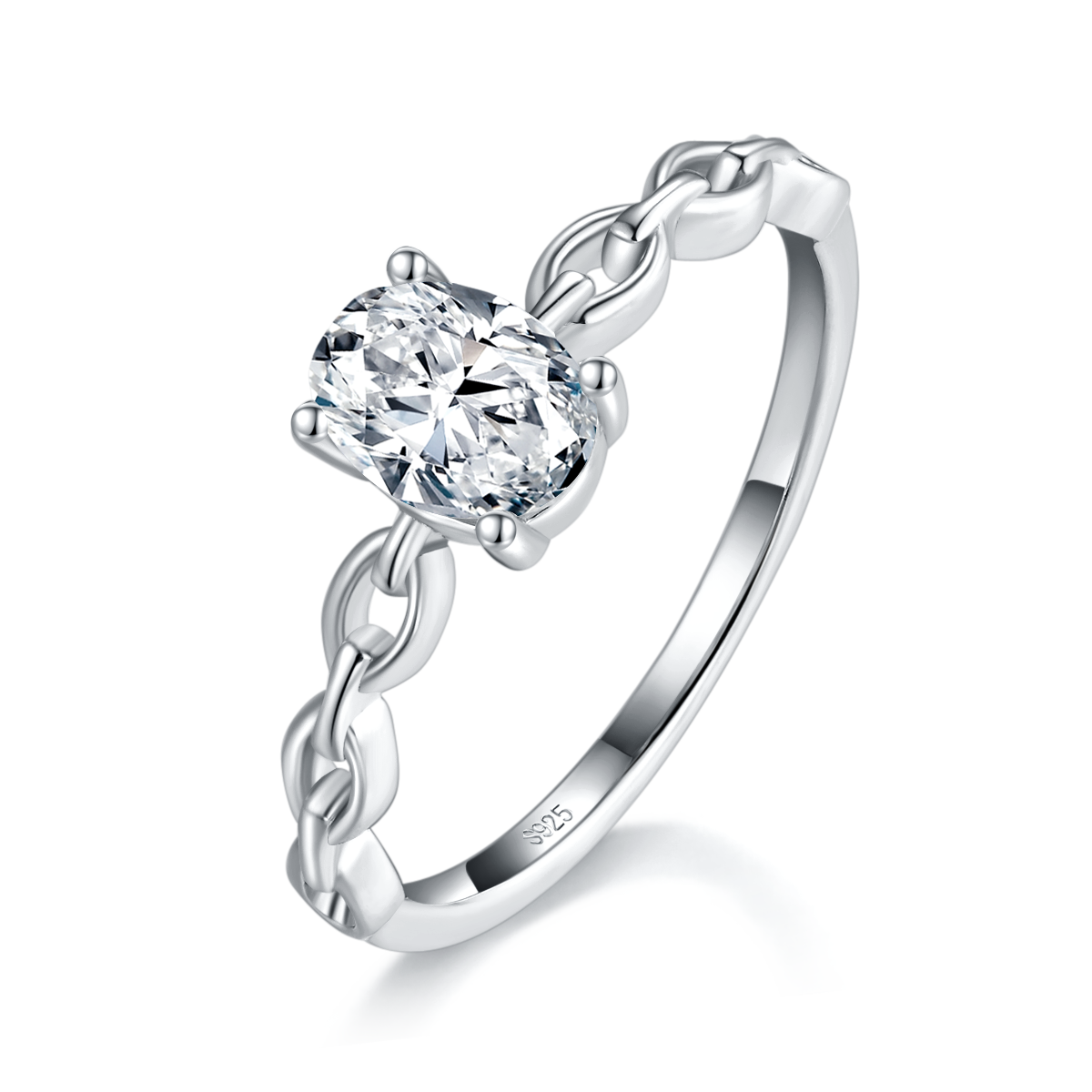 Fashion Oval Diamond Women's Ring S925 Silver Plated 18White Gold Customized Selection Main Stone Moissanite 1.0ct
