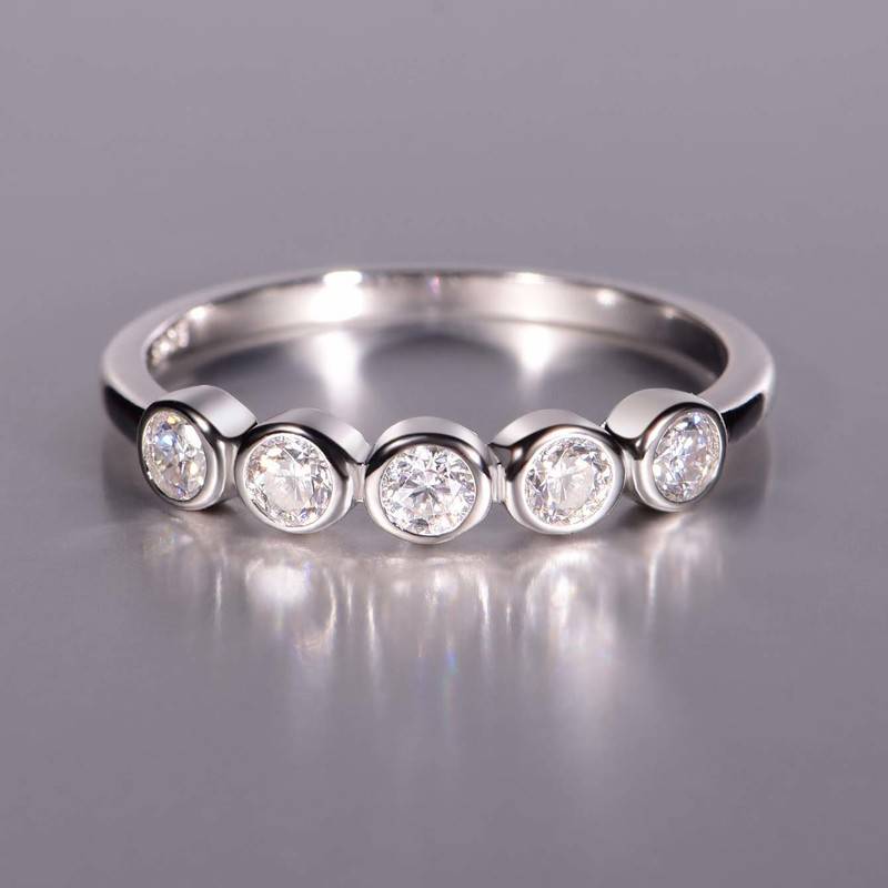 MR0058款S925银镀18K白金莫桑石水泡排戒0.5ct