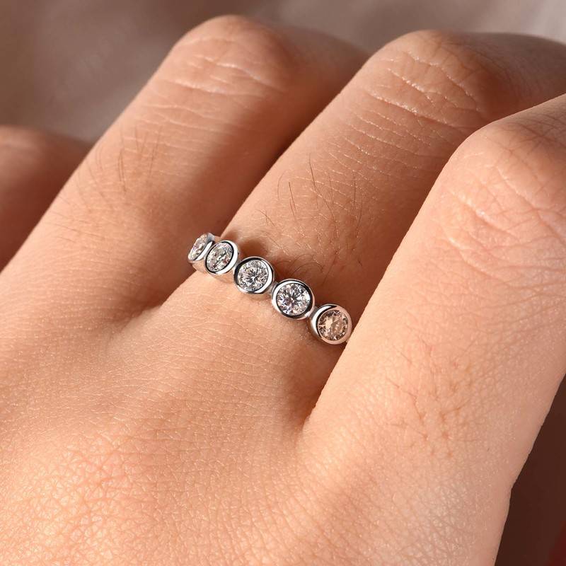 MR0058款S925银镀18K白金莫桑石水泡排戒0.5ct