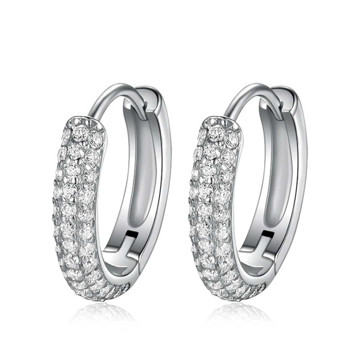 ME0013款S925银镀18K白金耳环Moissanite0.43ct