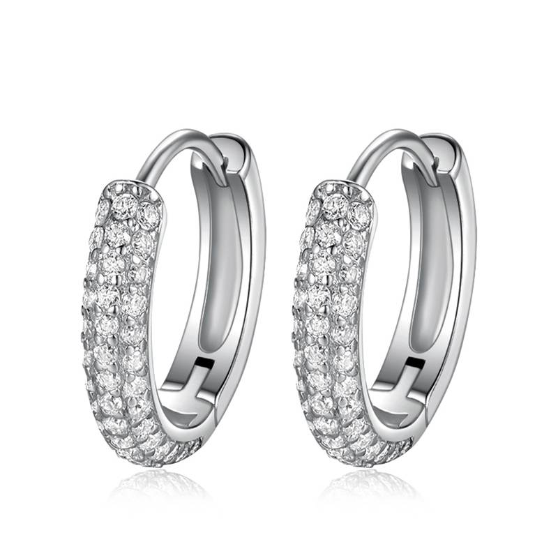 ME0013款S925银镀18K白金耳环Moissanite0.43ct