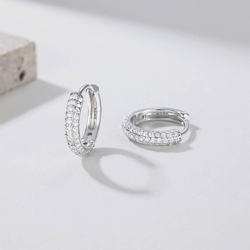 ME0013款S925银镀18K白金耳环Moissanite0.43ct