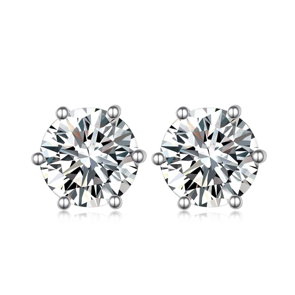 ME0019款S925银镀18K白金耳钉莫桑钻2.0CT/ 4.0CT