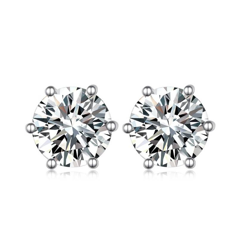 ME0019款S925银镀18K白金Stud EarringMoissanite2.0ct/ 4.0ct