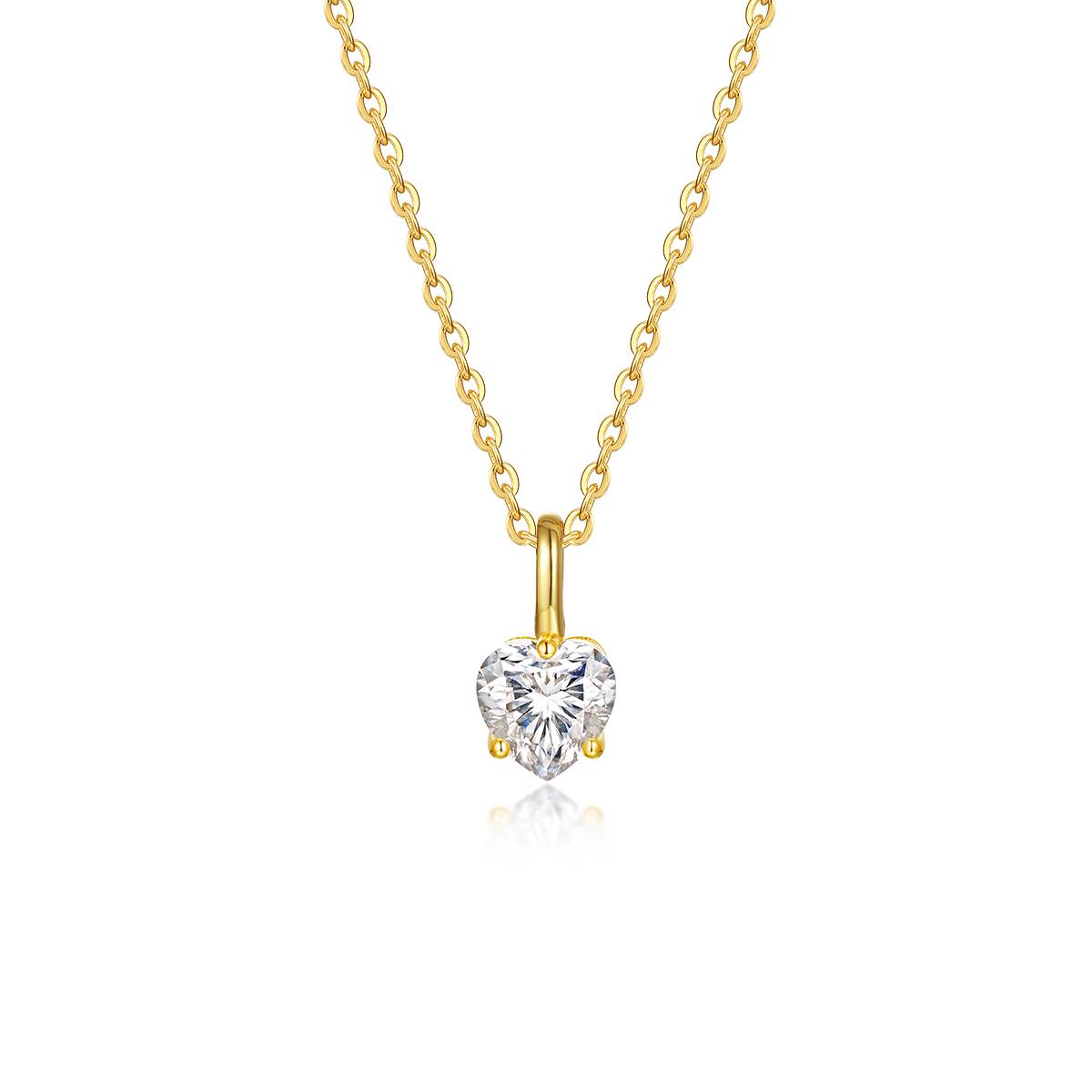 MP0018款S925银镀18K黄金心形切割莫桑钻吊坠0.8CT