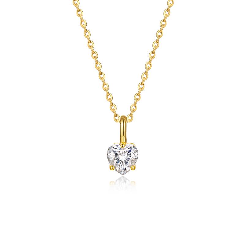 MP0018款S925银镀18K黄金心形切割莫桑钻吊坠0.8CT