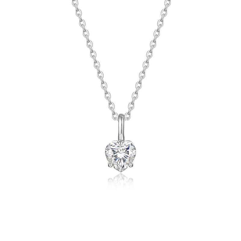 MP0018款S925银镀18K黄金心形切割莫桑钻吊坠0.8CT