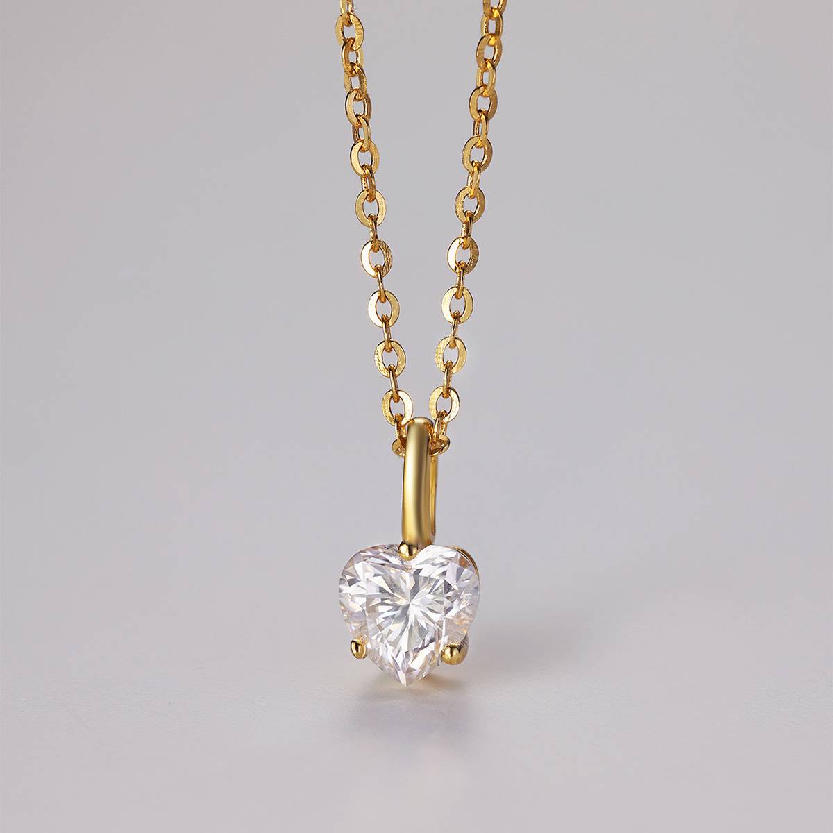 MP0018款S925银镀18K黄金心形切割莫桑钻吊坠0.8CT
