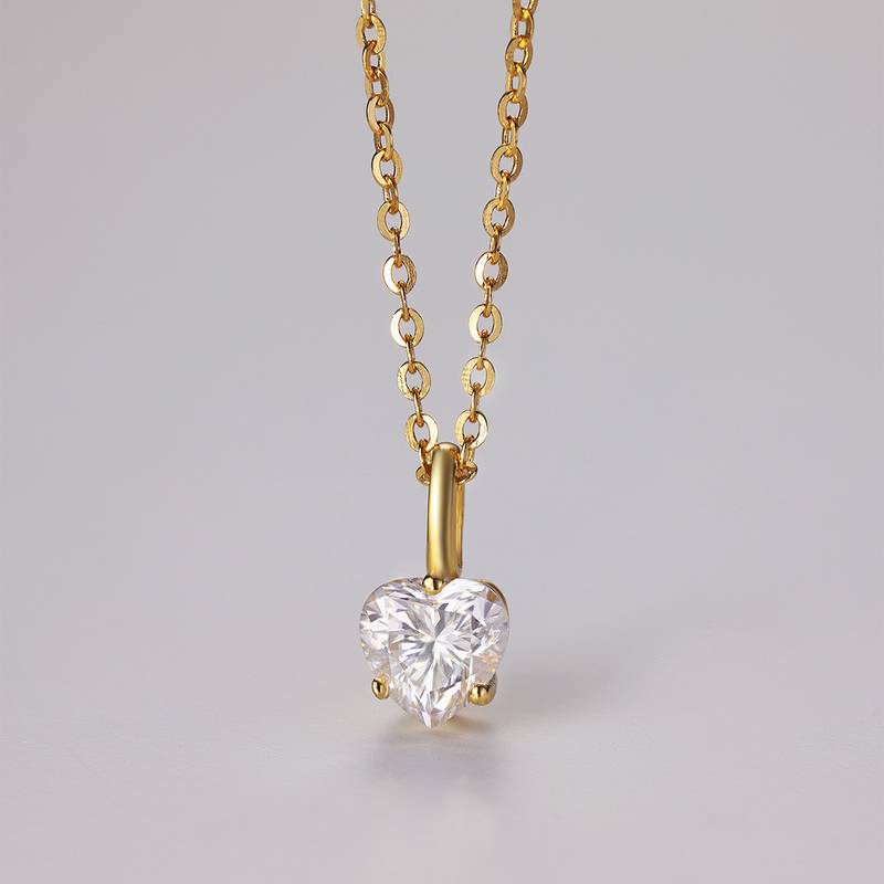 MP0018款S925银镀18K黄金心形切割莫桑钻吊坠0.8CT