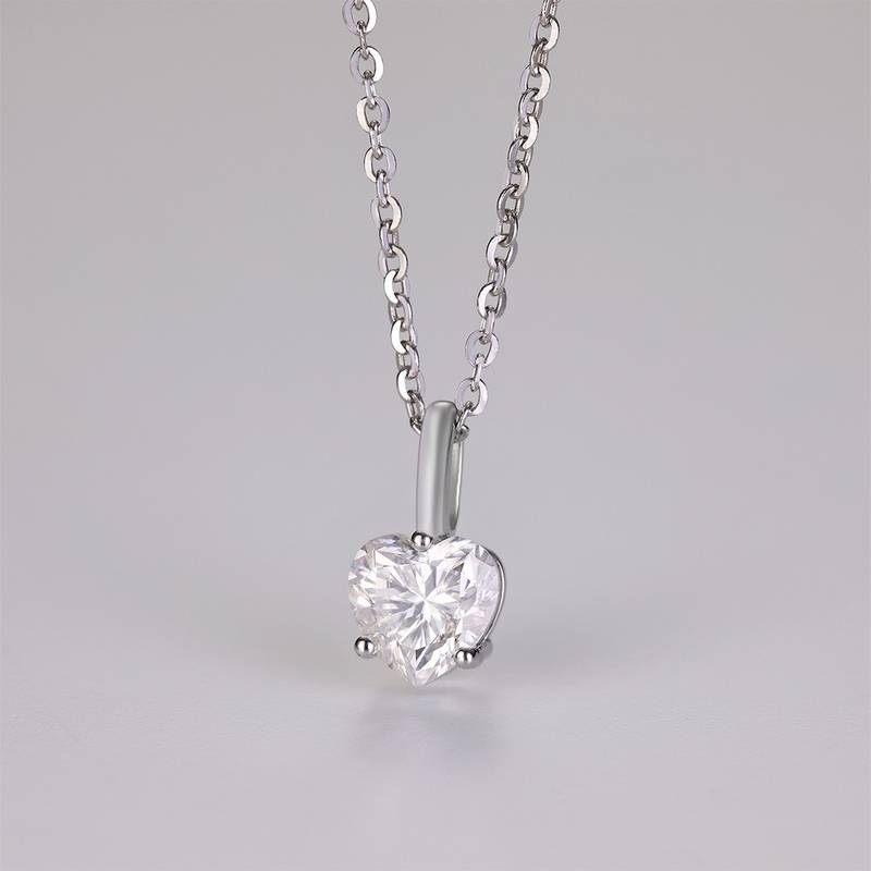 MP0018款S925银镀18K黄金心形切割莫桑钻吊坠0.8CT