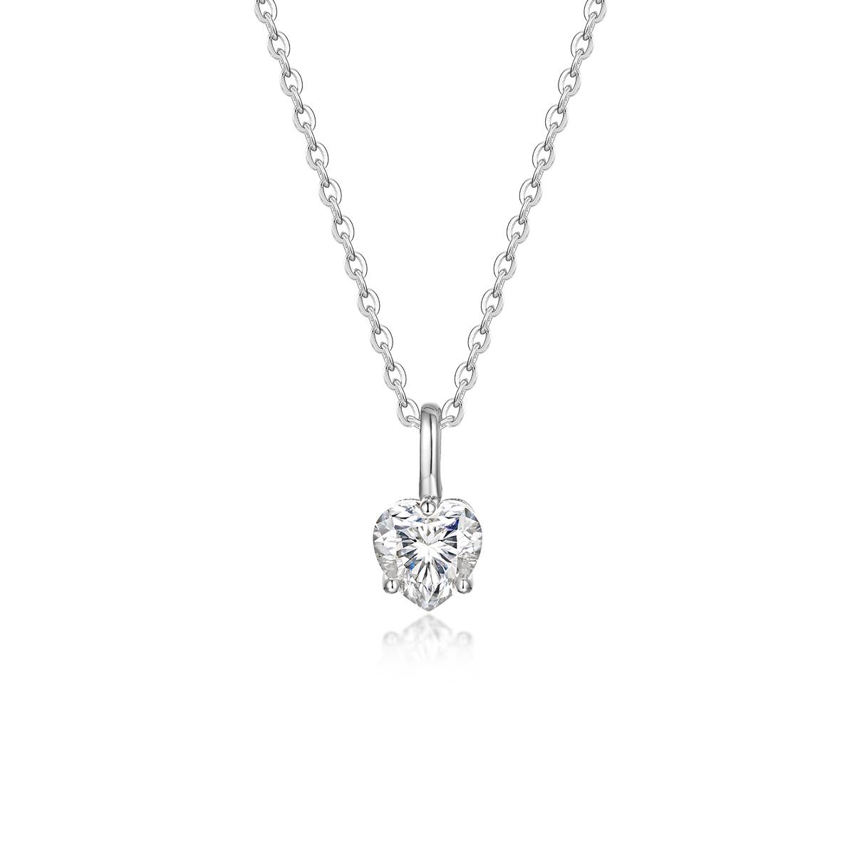 MP0018款S925银镀18K黄金心形切割莫桑钻吊坠0.8CT