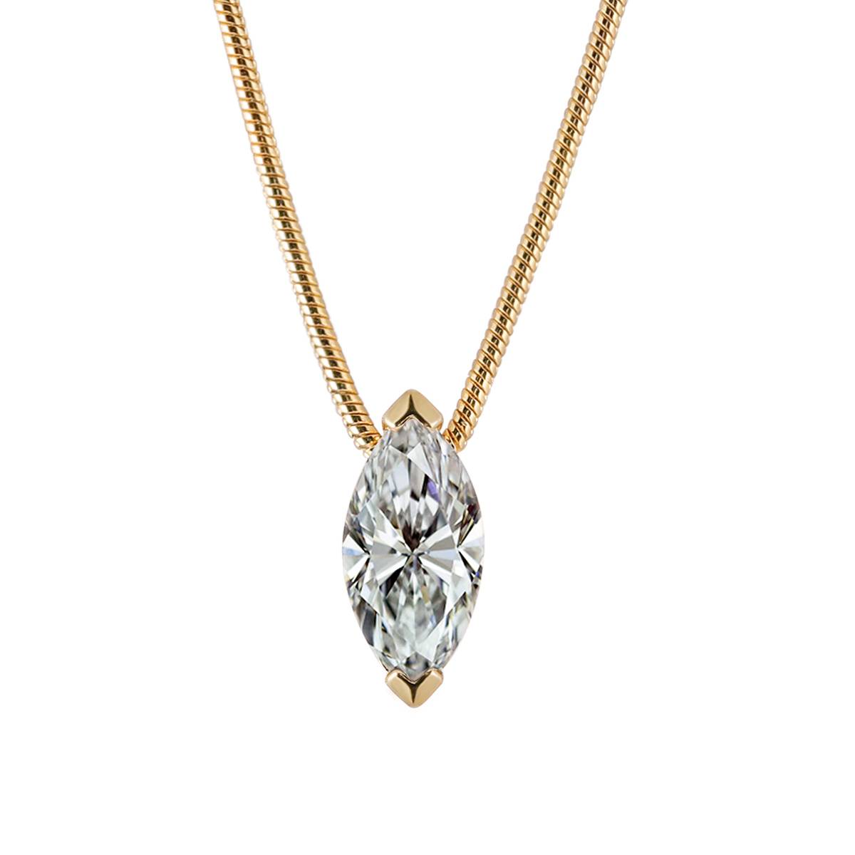 MP0019款S925银镀18K金马眼形切割MoissanitePendant1.0ct