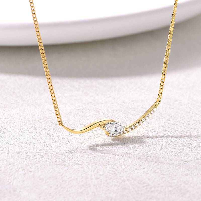 MP0020款S925银镀18K黄金马眼形切割莫桑钻吊坠0.4CT