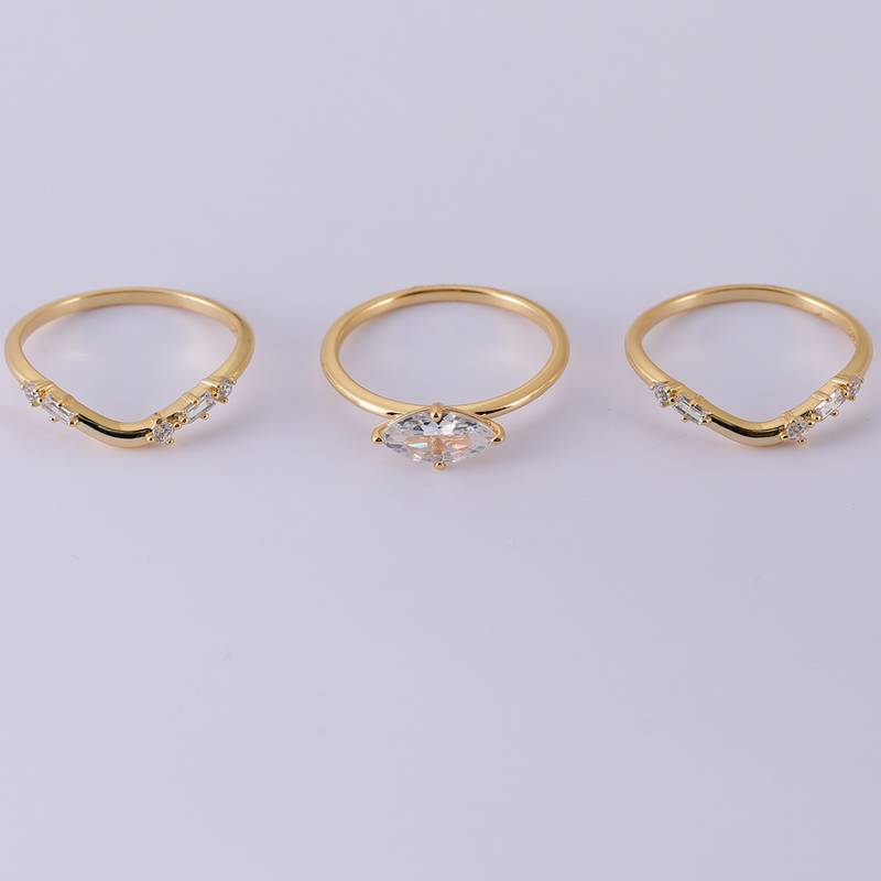 MR0064款S925银镀18K黄金马眼形Moissanite女套戒1.0ct