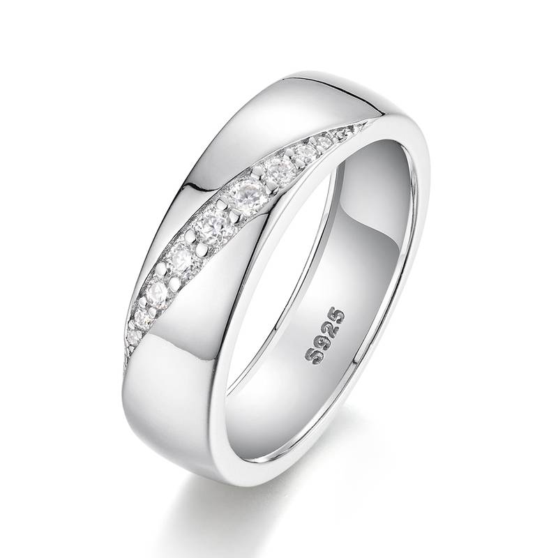 MR0067款S925银镀18K白金圆形莫桑钻厘石戒指0.16CT