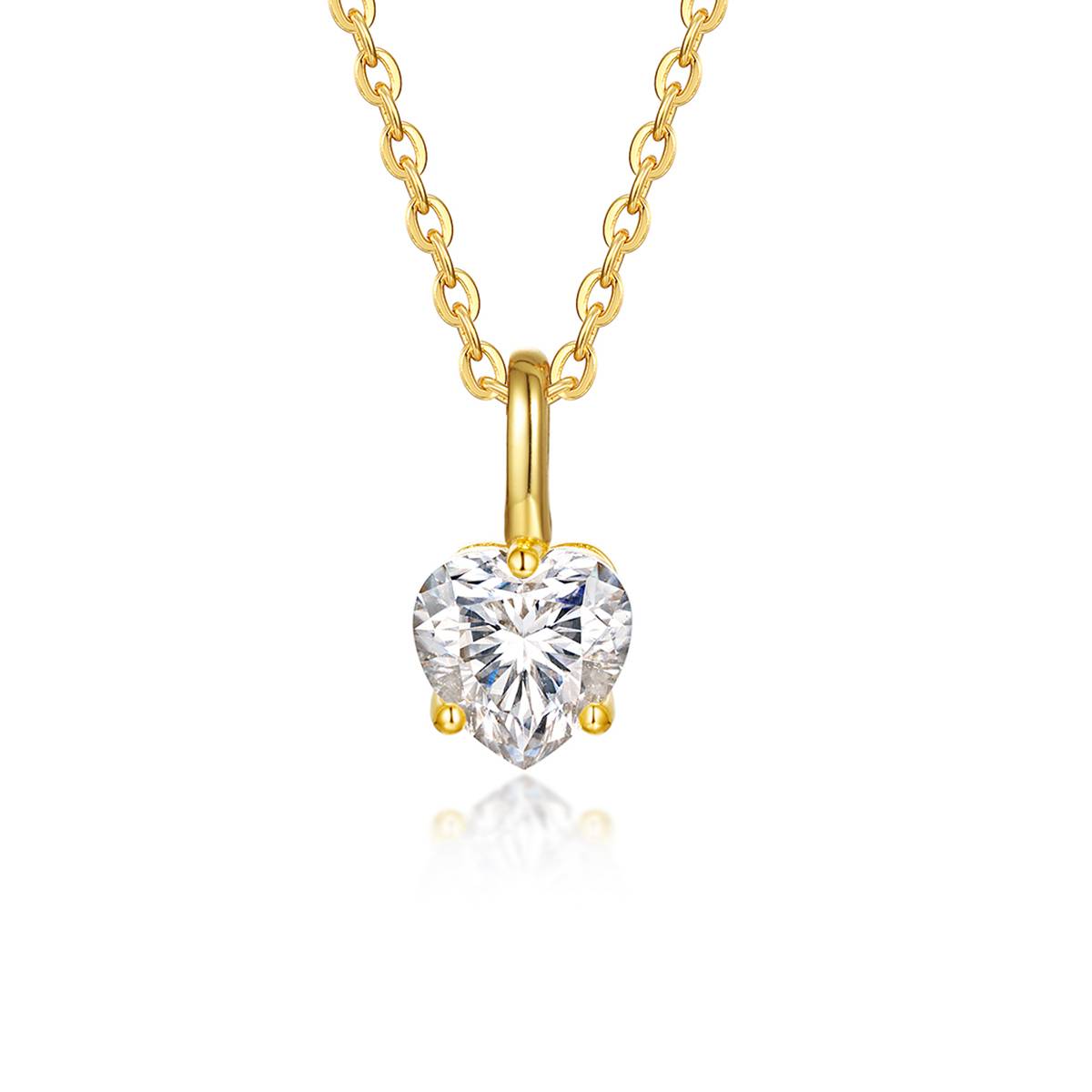 MP0018款S925银镀18K黄金心形切割莫桑钻吊坠0.8CT