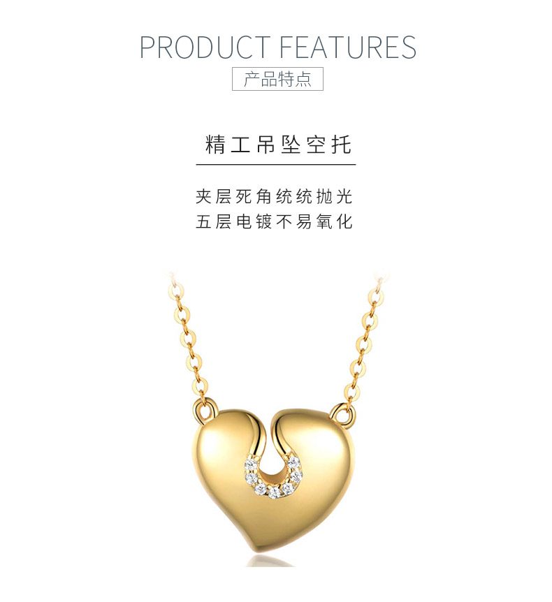 MP0017款S925银镀18K黄金莫桑钻爱心吊坠0.035CT - 5
