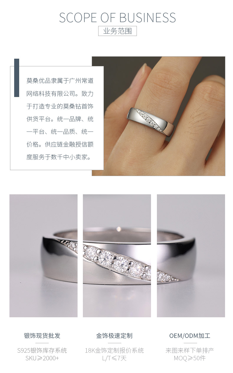 MR0067款S925银镀18K白金圆形莫桑钻厘石戒指0.16CT - 3