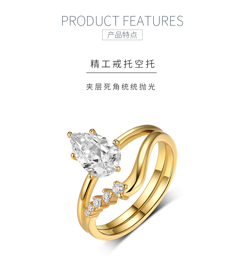 MR0074款S925银镀18K黄金水滴形莫桑钻女套戒1.5CT - 5