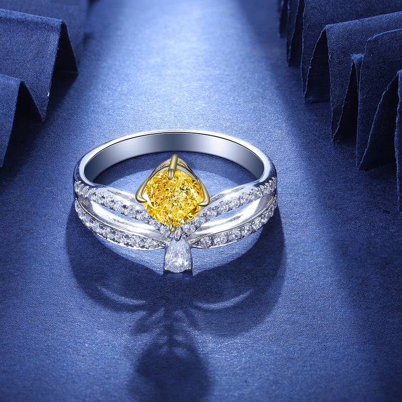 R92177皇冠高碳钻S925银镀白金Ring1.0ct
