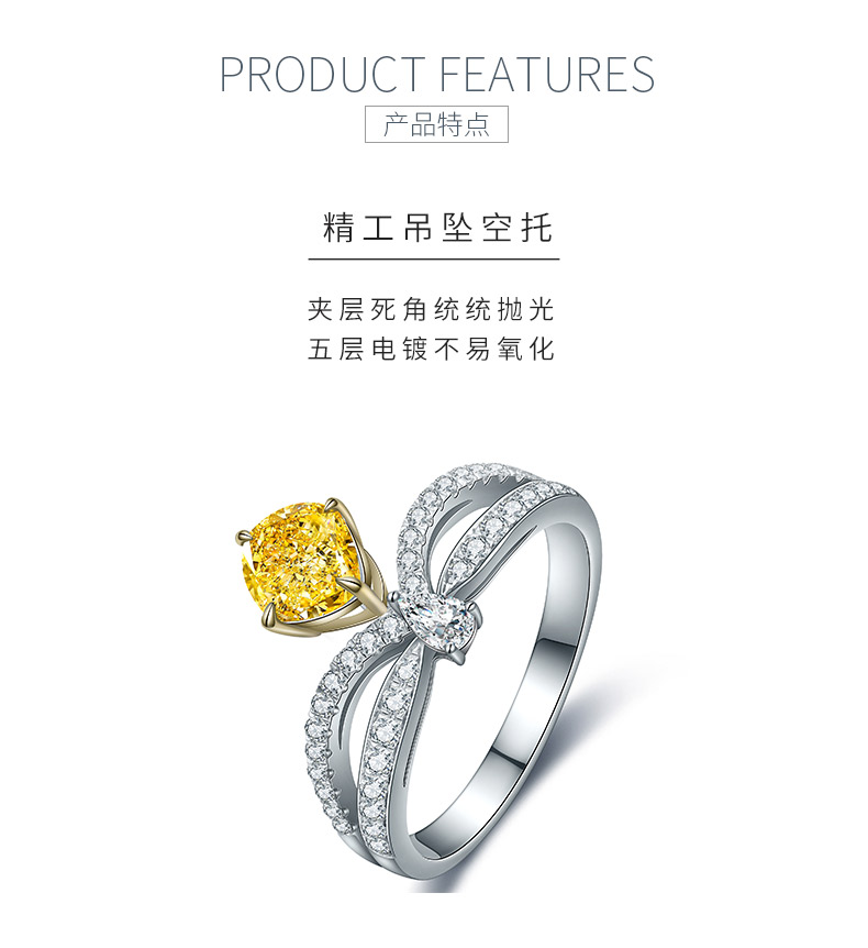 R92177皇冠高碳钻S925银镀白金戒指1.0克拉 - 5