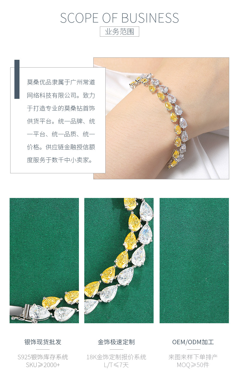 L123Y 仿黄钻S925银镀白金手链 - 3