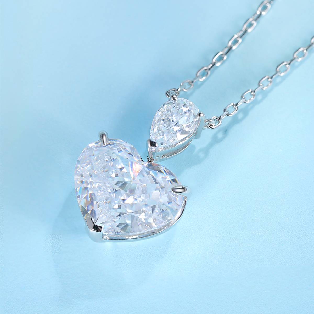 N031爱心高碳钻S925银镀白金Necklace3.0ct